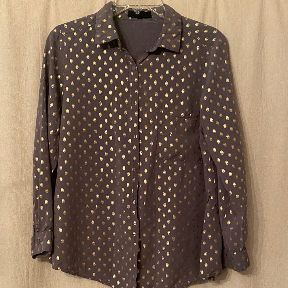 Women's Gold Polka Dot Button Down Shirt